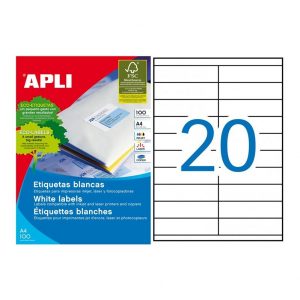 ETIQUETAS ADHESIVAS BLANCAS PARA IMPRESORAS Y FOTOCOPIADORAS APLI