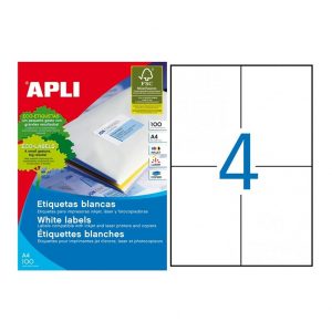 ETIQUETAS ADHESIVAS BLANCAS PARA IMPRESORAS Y FOTOCOPIADORAS APLI