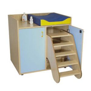 MUEBLE CAMBIADOR CON ESCALERA  GIRATORIA Y COJIN DE CAMBIO