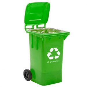 PAPELERA CONTENEDOR DE PLÁSTICO CON TAPA VERDE