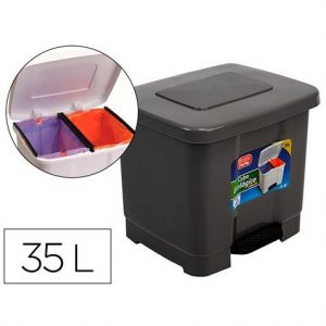 PAPELERA CONTENEDOR DE PLÁSTICO CON TAPA Y PEDAL