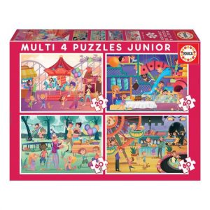PUZZLES MULTI 4 JUNIOR PARQUE DE ATRACCIONES Y FIESTA INFANTIL