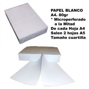 Papel a4 microperforado a la mitad